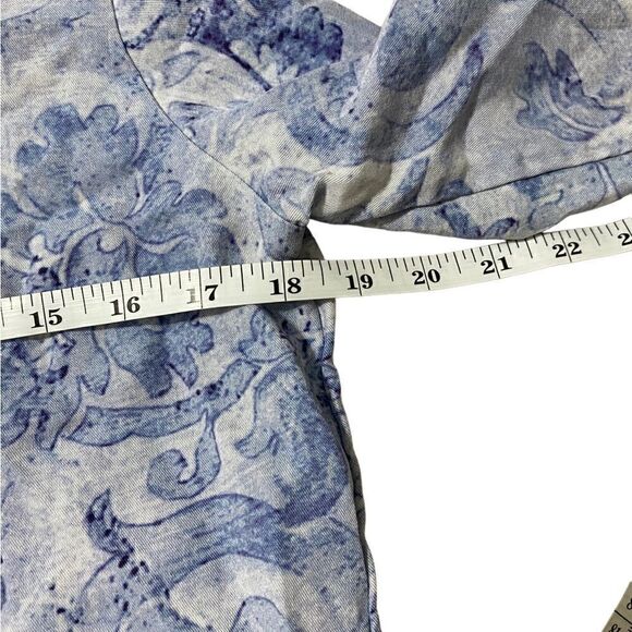 Soft Surroundings Sardinia Floral Blue Tencel Top - Picture 7 of 7